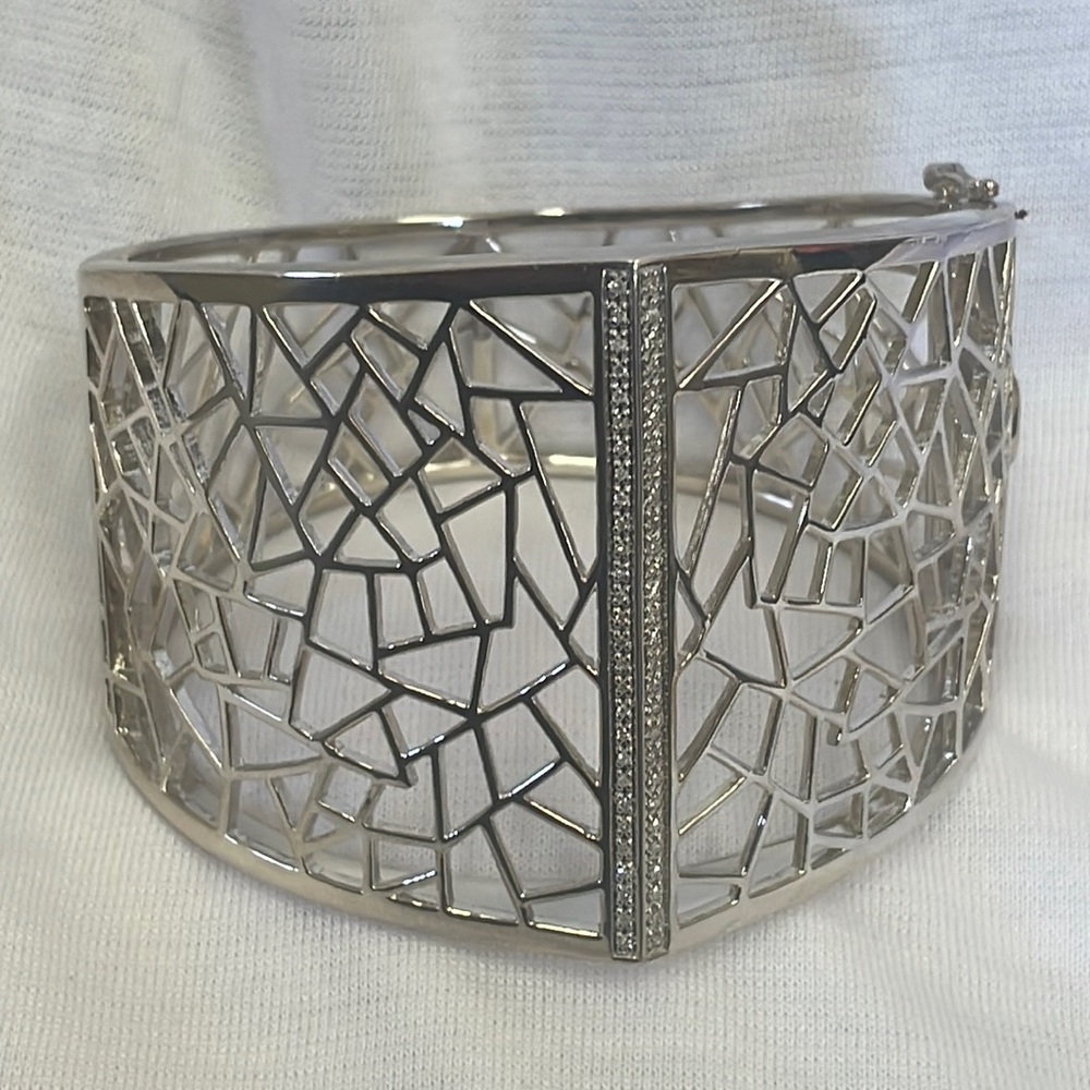 Sterling Silver 925 Diamond Bangle.